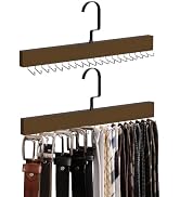 StorageWorks Tie Rack with 20 Swivel Hooks, 2-Pack Wooden Tie Hangers for Neckties, Belts, Hats, ...