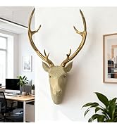 Mingzhang Deer Head Wall Decor Resin Animal Head Wall Sculpture Hanging Decoration for Home Bedro...