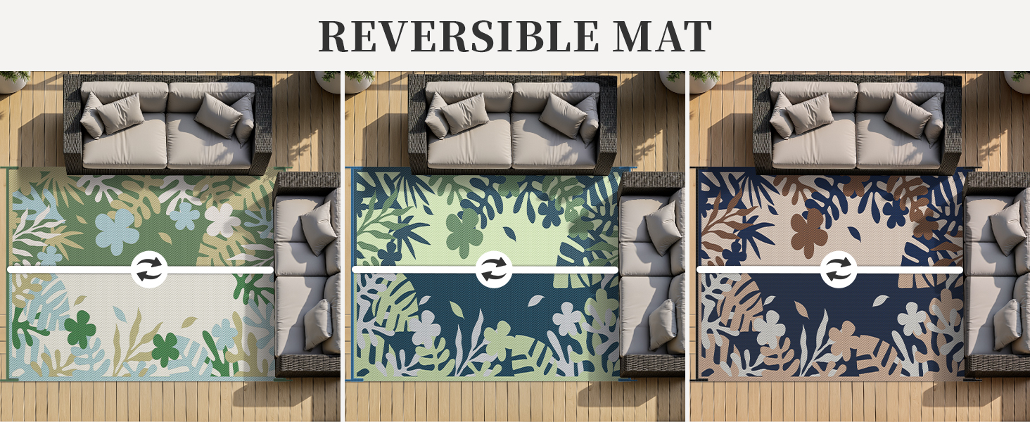 Reversible Outdoor Rug Reversible Patio Mat Outdoor Plastic Straw Rug RV Mat