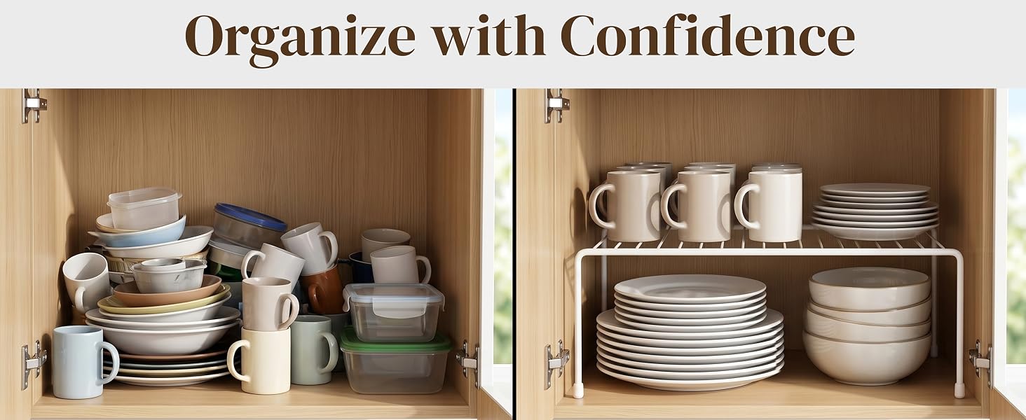 Sturdy Metal Shelf Risers - Double Your Counter Space