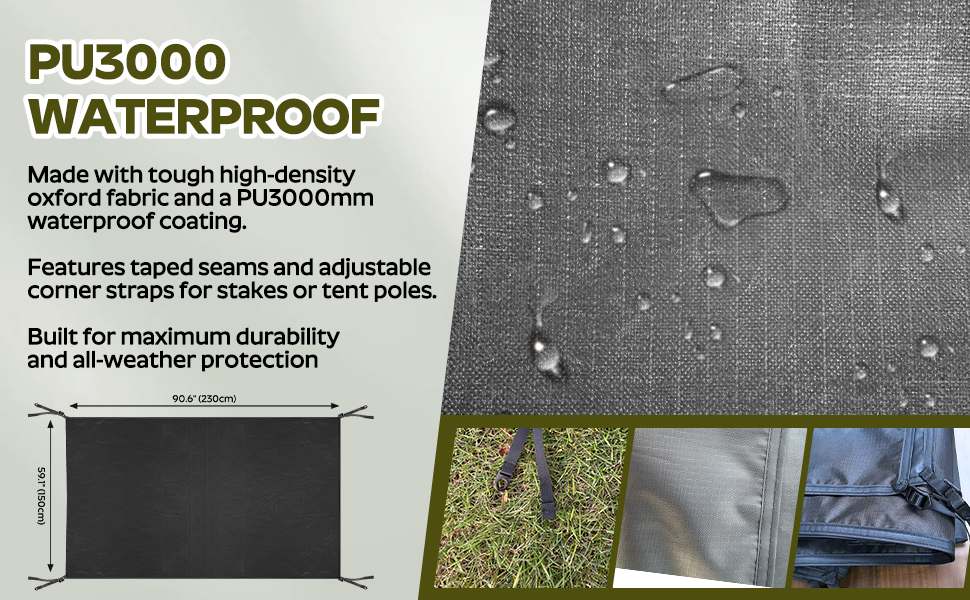 Premium Tent Footprint, PU3000,300D Oxford Ripstop Fabric,Tarp GroundSheet 2 Person Backpacking - 2