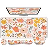 iCasso Floral Desk Mat, 4in1 Large Mouse Pad with Wrist Rest, Desk Matt for Desktop, Desk Pad Mat...