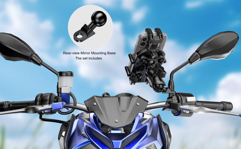 The phone holder can be mount to motorcycle rear-view mirror