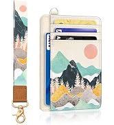 Yonlevres Sunrise Mountain Credit Card Holder Slim Wallet, RFID Wallet Women Front Pocket Wristle...