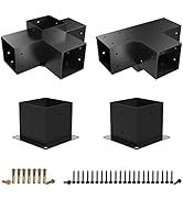 Kinchoix 2 Pack Pergola Brackets 4x4 Pergola Kit 4-Way T Brackets Corner Bracket/Gazebo Kit Post ...