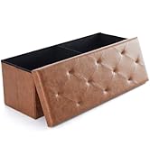 Sweetcrispy 43 Inches Folding Ottoman with Storage Bench, Foot Rest Stool, End of Bed Storage Ben...