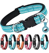 AUAUY Reflective Nylon Dog Collars, Adjustable Classic Pet Collars with Soft Neoprene Padding, Do...