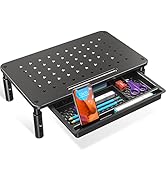 ELIVED Monitor Stand Riser with Drawer, 3 Height Adjustable Monitor Stand with Storage, Desktop M...