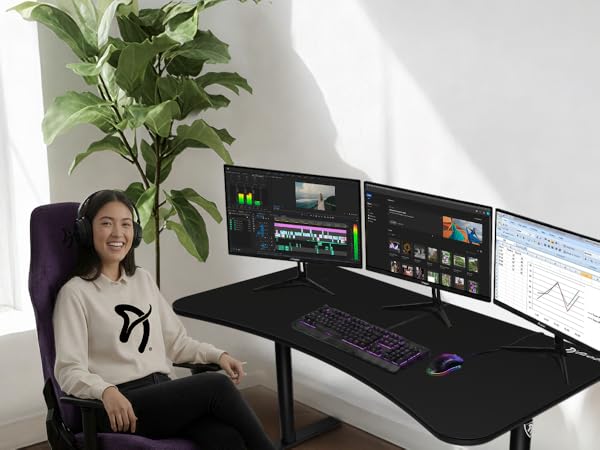 Gaming PC desk with durable top &amp;amp; reinforced legs