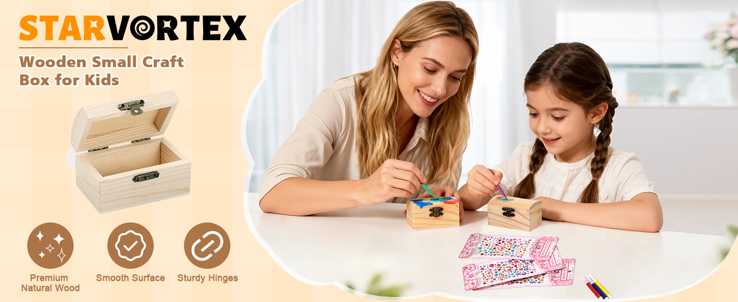 wooden small craft box for kids
