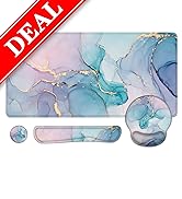 LATEEFAH Desk Mat, 4 in 1 Extended Gaming Mouse Pad+Keyboard Wrist Rest+Mouse Pad Wrist Support, ...