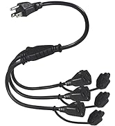 KUNCAN 3-Outlet Power Splitter Cord, 1 to 3 Way Outlet Indoor & Outdoor Use Weatherproof SJTW 16A...