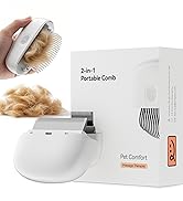 2-in-1 Cat Comb - Soft Pet Brush for Grooming, Metal Flea Comb for Hair Removal &amp; Detangling Mats...