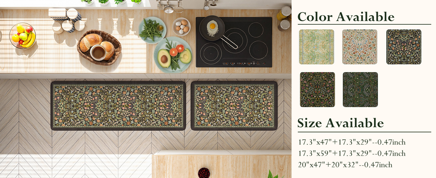 Vintage Spring Floral Kitchen Mats