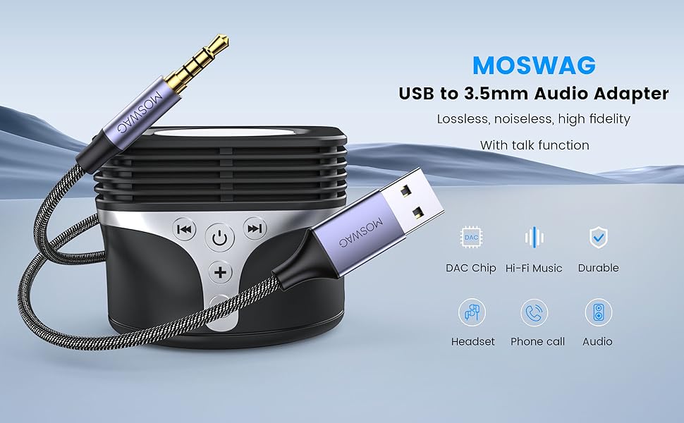 USB to 3.5mm TRS Audio Jack Adapter