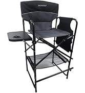 WKFAMOUT Tall Directors Chair 30.7" Seat Height Folding Makeup Chair with Side Table Folding Camp...