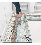 Farmhouse Anti Fatigue Kitchen Mat Set of 2 Non Skid Cushioned Kitchen Mats for Floor PVC Wa...