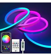 iNextStation 6.56ft Neon LED Strip Lights, Smart IC RGB LED Neon Rope Lights with App and Remote ...