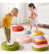 Tiny Land Stepping Stones for Kids, 5pcs Non-Slip Toddler Stepping Stones, Sensory Stepping Stone...