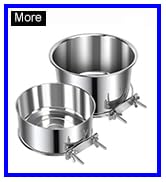 2 Pcs Pet Dog Food Water Bowl for Cage Stainless Steel Non-Spill Kennel Detectable Hanging Cats P...