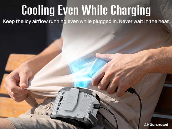 USB rechargeable waist cooling fan keeps running while plugged into a power source