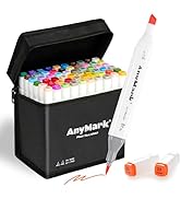 AnyMark Alcohol Markers Brush Tip, 60+1 Colors Dual Tip Brush &amp; Chisel Alcohol-Based Art Markers ...