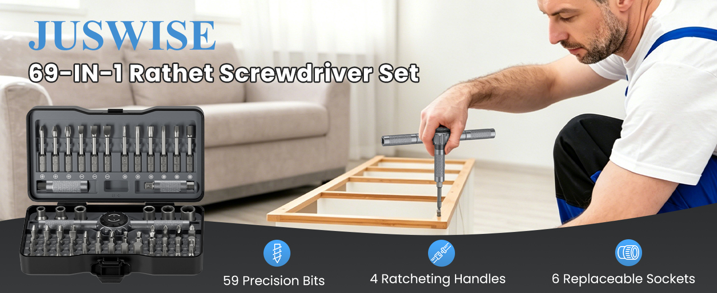 69 in 1 Magnetic Ratchet Screwdriver Set
