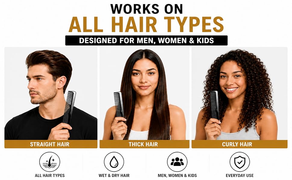 LUXXII 6 Pack Barber Comb Set, 9 Inch Professional Hair Combs for Men &amp; Women