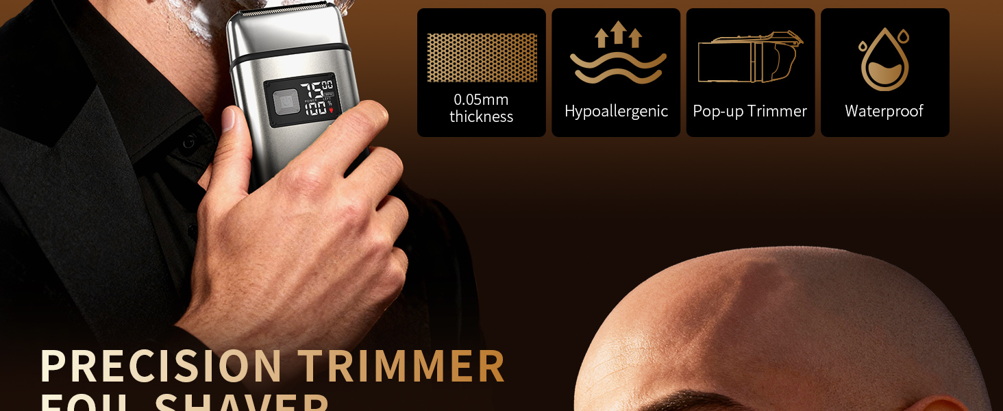 Electric Razor for men,Foil Shaver with pop-up trimmer,Cordless Sideburns Trimmer,Close clean shave