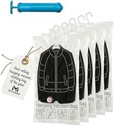5 Pack Hanging Vacuum Storage Seal Clear Bags for Clothing Compression Suits and Jackets Travel a...