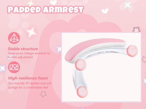 Gaming Chair with Cat Ears and Cat Paw Lumbar Cushion, Cute Ergonomic Gaming Computer Desk Chair