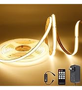 AXMOTUT COB LED Strip Light Warm White, High Bright LED Strips with 2400LEDs, RF Remote and UL Po...