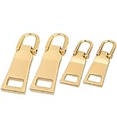 4 Pcs Gold Zipper Pull Replacement,Metal Handle Mend Fixer Zipper Tab Repair for Luggage Suitcase...