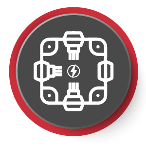 Key feature icon of TayMac Hubbell electrical wiring and indoor and outdoor lighting products.