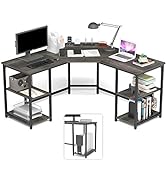 Elephance Large L-Shaped Computer Desk with Shelves, Corner Desk, Home Office Writing Workstation...