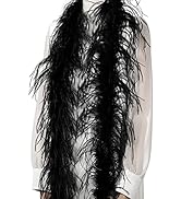 Soarer Black Ostrich Feather Boa - 2Yards 1Ply Long Boas for Halloween Party,DIY Craft Sewing,Con...
