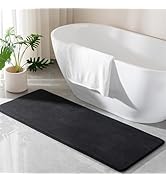 Black Memory Foam Bath Runner Mat Long Bathroom Rug Microfiber Bathroom Carpet Non Slip Soft Abso...