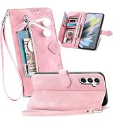Fofvccv Zipper Wallet Case for Samsung Galaxy S25 FE with 7 Card Slots Holder, Women Retro Emboss...