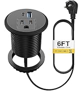 2 Inch Desk Power Grommet USB C PD 20W, Recessed Power Strip Socket with AC Plugs and 2 USB Charg...