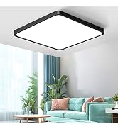 12 Inch 24W LED Ceiling Light Fixture Flush Mount, 5000K Daylight White Black Square LED Ceiling ...