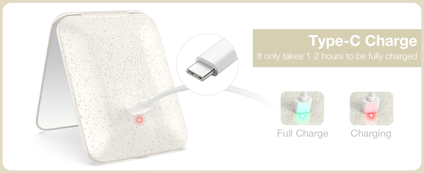 Rechargeable compact mirror for purses