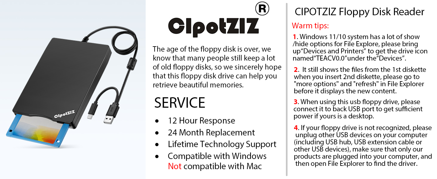 Portable External Floppy Disk Reader