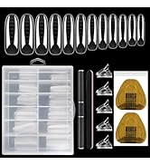 Nail Dual Forms for Polygel, 120Pcs Coffin Shape Nail Forms for Builder Gel Reusable, 12 Sizes Ex...