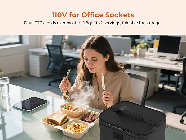 Electric Lunch Box Food Heater - 12V/24V/110V 3-in-1 Portable Oven Car Food Warmer