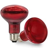 ALAMPEVER 2 Pack Red Heat Lamp Bulb, 75 Watt Infrared Light Bulb for Bearded Dragon, E26 Base, Du...
