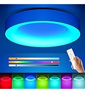 Annaror RGB Flush Mount Ceiling Light with Remote Control, 2400LM Dimmable Ceiling Light Fixture,...