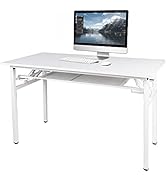 Need Folding Computer Desk with Storage Shelf, 47 inches Home Office Desk Folding Table Computer ...