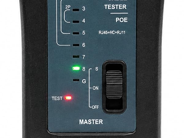 3-in-1 RJ45 BNC RJ11 cable tester,POE protected,master-slave set for network wiring fault test.