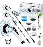 Dsenfurn Electric Spin Scrubber, Cordless Bathroom Tub Scrubber with Long Handle &amp; 7 Replaceable ...