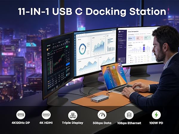 Laptop Docking Station 3 Monitors